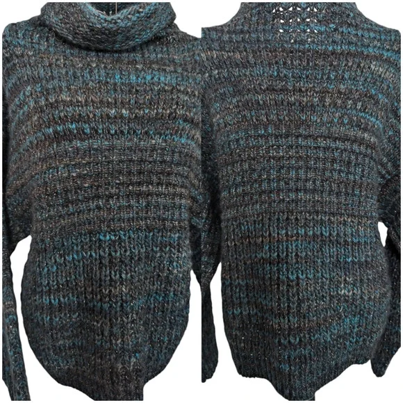 Zadig & Voltaire Milord Mix Wool Blend Blue Italian Made Cowl Neck Sweater Small - Picture 6 of 8